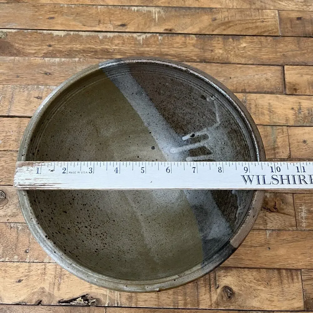 Studio Art Stoneware Bowl 9.75 in Blue & Gray Glaze Dipped Semi-Matte
